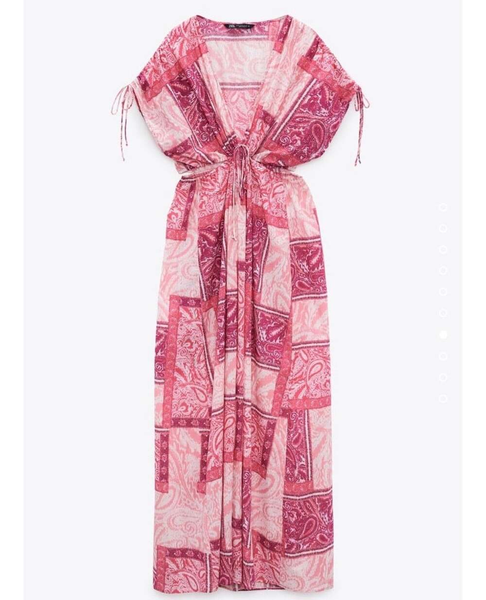 Zara Patchwork Print Dress Pink Cut Out Maxi Size Small